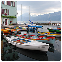 Einer der kleinen Häfen von Brenzone Hafen, renzone, Gardasee